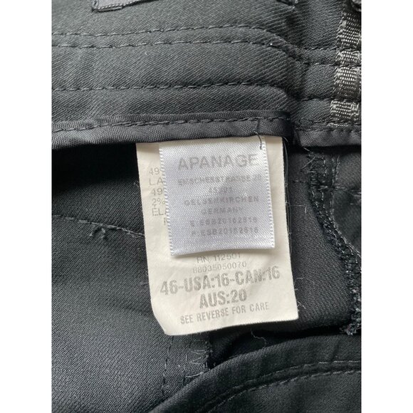 Apanage Trouser Pants Straight Leg Black Fleece Wool Blend Flat Front Size 16 - Picture 7 of 9